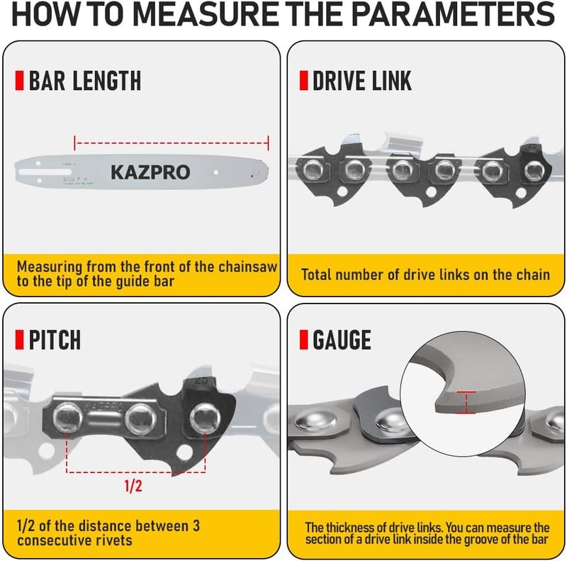 KAZPRO 18 Inch Chainsaw Chain 68 Drive Links, .325" Pitch, 063" Gauge, Low kickback, Lubrication System Chainsaw Blade fits 025 MS230 MS 241 C-M MS 250 251 26RM3 68, V68 L68 22BPX068G, H28-68 (3 Pack) - Image 3